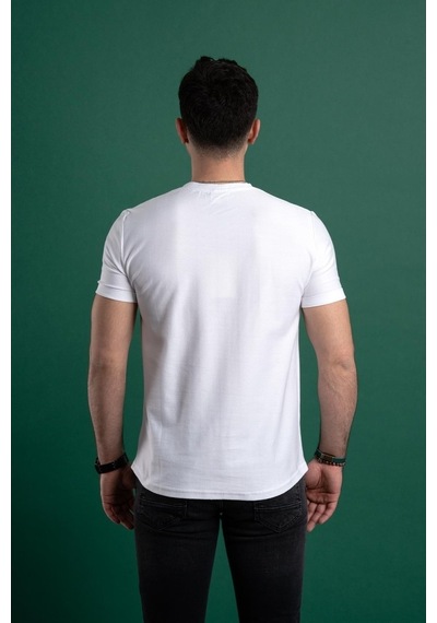 Slimfit Kendinden Desenli Erkek Penye T-Shirt