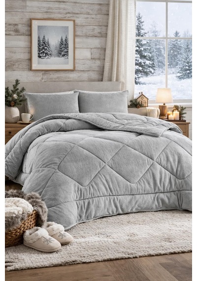 Teksnil Home Çift Kişilik Çift Taraflı Gri Welsoft Yorgan 195 X 2