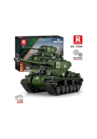 Reobrix 77030 World Of Tanks M4 Sherman Tank M4a3e8 Yaratıcı Yapı Blok Seti Building Blocks - 836 Parça