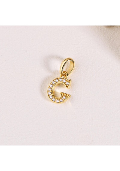 Goldkupe 14 Ayar Altın G Harfi Taşlı Kolye Ucu 0,48 Gr-3449