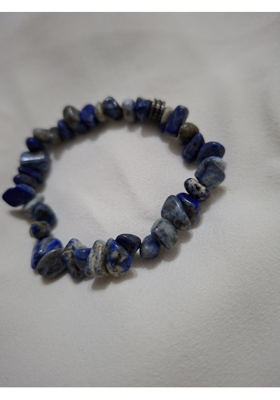 Sertifikalı Lapis Lazuli Kırık Taş Doğal Taş Bileklik Hediyeli Ve Kutulu Mavi