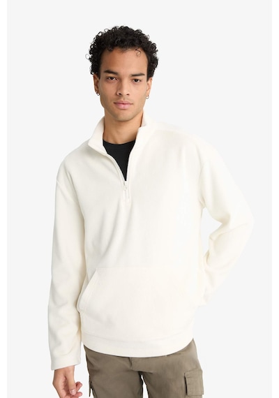 Defacto Yumuşak Tuşe Kadife Sweatshirt F2352AX25WN Ekru