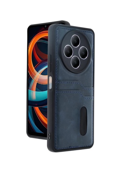 Xiaomi Redmi 14c Kılıf Sara Kartvizitli Deri Kılıf - Lacivert -