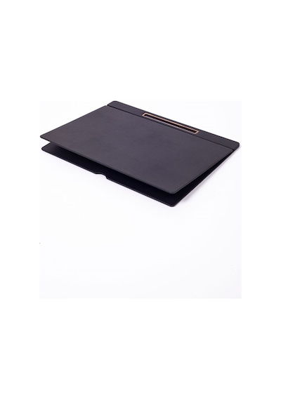 Turgut Office Deri Kapaklı Masa Sümeni Düz Siyah Ahşap Detaylı 50 x 35 CM