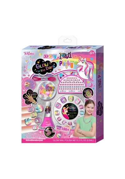 Tokidas D.ı.y Nail Playing/glow İn The Dark - Unicorn Temalı Stickerlı Glow Çocuk Takma Tırnak Seti T035