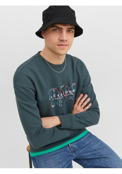 Jack & Jones Jack&jones Sıfır Yaka Koyu Yeşil Erkek Sweatshirt 12242366 001