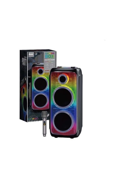 Bts-2370 75w Çift 10 İnç Rbg Işıklı Kablosuz Mikrofonlu Taşinabilir Bluetooth Karaoke Parti Hopörlörü