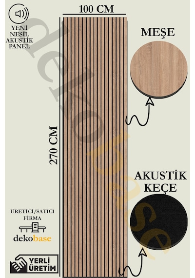 Meşe 100x270 Cm Yeni Nesil Akustik Ahşap Duvar Paneli