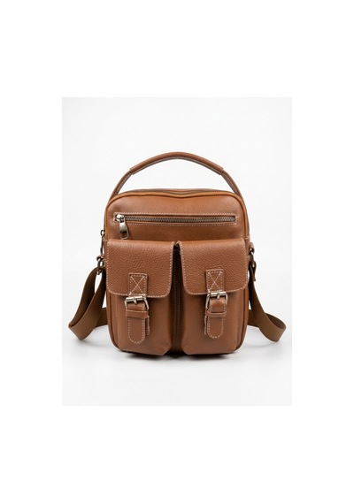 Levano Leather Premium Hakiki Dana Deri Erkek Çapraz Omuz Çantası Taba Deri El Çantası Taba
