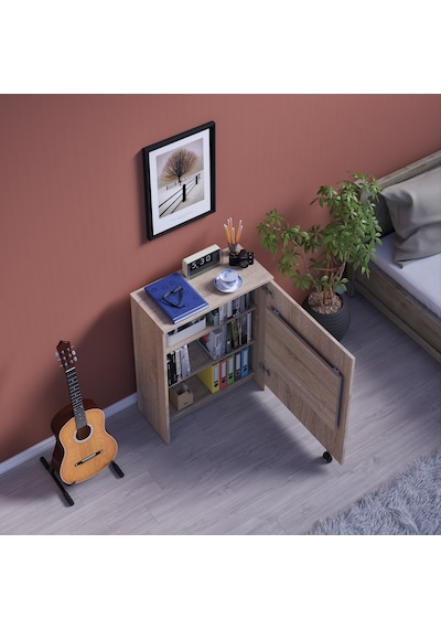 Asra Trend Fonksiyonel Kitaplık MD002 %100 MDF Katlanır Çalışma Masası Sonoma