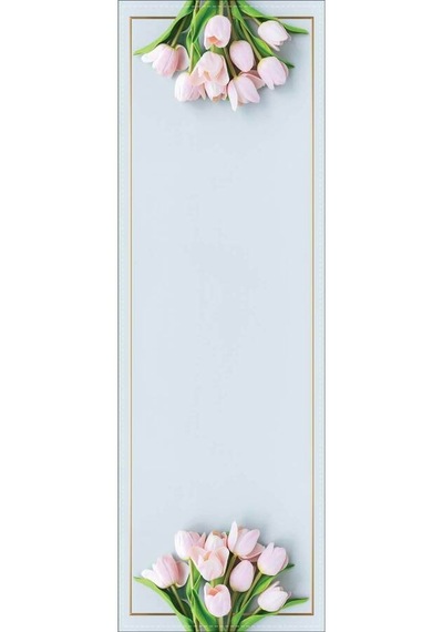 Mavi Çiçek Desenli Premium Masa Örtüsü Runner Rnr441n11