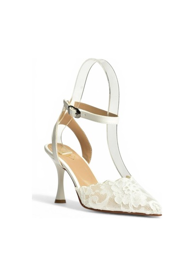 Fox Shoes Y752044206 Beyaz Dantelli İnce Topuklu Kadın Ayakkabı