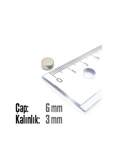 Neodyum Mıknatıs Silindir Çap 6mm , Kalınlık 3mm 10 Adet