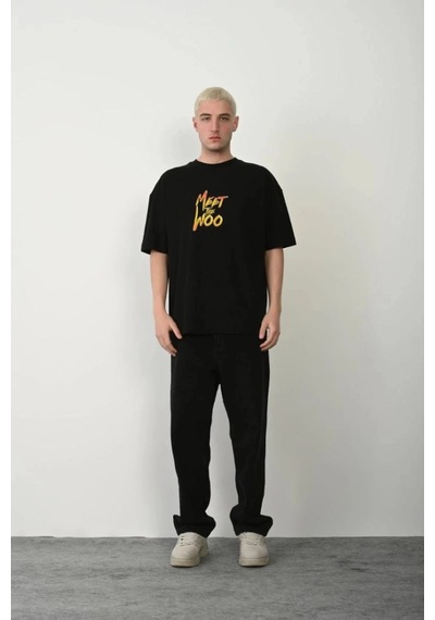 Freedom Storee Erkek Baskıkı Kısa Kok Bisiklet Yaka T-shirt - Siyah Çok Renkli