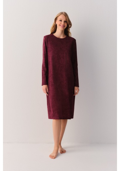 Suwen Cotton Comfort Uzun Gecelik Sh26405613l020 Bordo