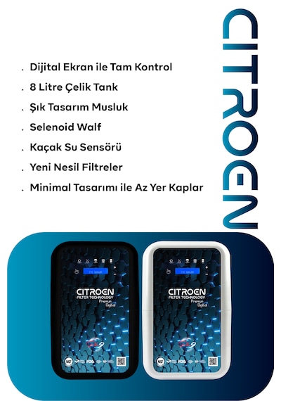 Dijital Pompalı 6 Filtreli Alkali Ph 9 Su Arıtma Cihazı Beyaz