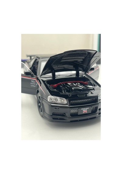 Nissan Skyline Gt-r R34 Nismo Edition Siyah 1/24 Model Araba Çok Renkli