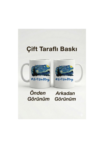 Kişiselleştirilebilir Van Gogh Yıldızlı Gece The Starry Night Tasarımlı Beyaz Kupa Bardak - 330 Ml Çok Renkli - 876202306 Çok Renkli - 876202306 Çok Renkli