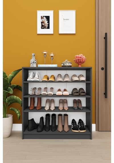 Asra Trend 4 Katlı Açık Raflı Ayakkabılık A-32 %100 MDF Modern Bot Uyumlu Düzenleyici Antrasit Asra Trend 4 Katlı Açık Raflı Ayakkabılık A-32 %100 MDF Modern Bot Uyumlu Düzenleyici Antrasit