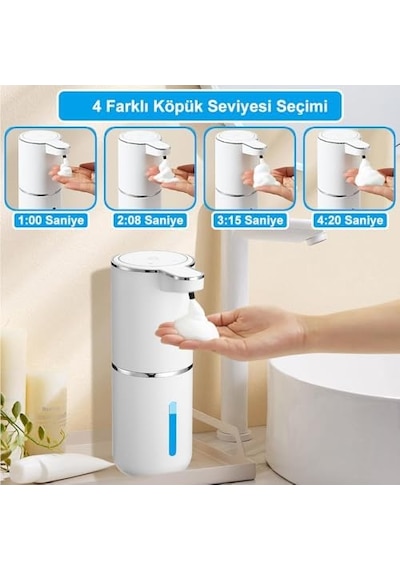 Sensörlü Usb Şarjlı Köpük Sabunluk/gt-sd03 000 Açık Krem