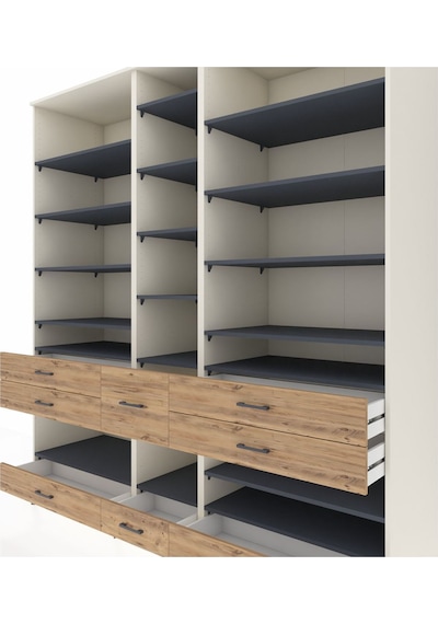 Kronos Dolap 19 Raflı 8 Çekmeceli 220x59x243 Aytaşı-antrasit/çam Antrasıt/atlas Çam