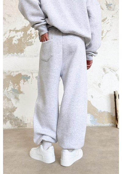 Gri Melanj Cozy Basic Paça Lastik Oversize Eşofman GRI MELANJ