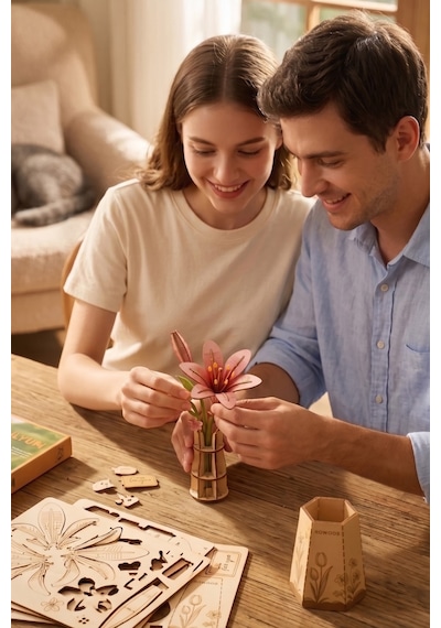 Ahşap Lilyum Maketi 3d Puzzle Ahşap Minyatür Maket Kiti Dıy Kendin Yap