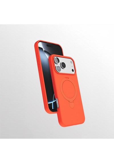 Apple Uyumlu iPhone 17 Pro Max Kılıf M-safe Şarj Özellikli Standlı Zore Samara Kapak Turuncu