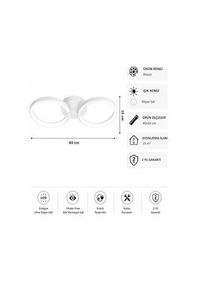 AvizeGO Onto Led Plafonyer Avize Beyaz Işık