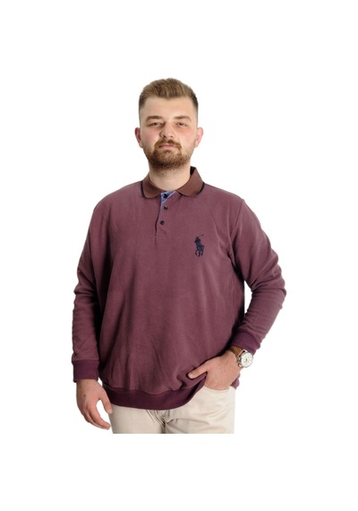 Mode Xl Büyük Beden Erkek Sweat Polo Selanik Horse 23442 Gül Kurusu 001