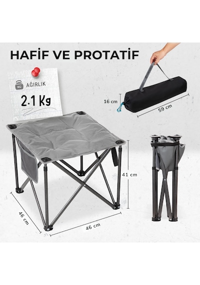 Fundango Cozy Stool Plus Ultra Konforlu Destekli Katlanır Tabure Grey Gri