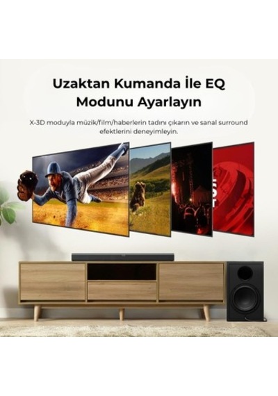200w Kanal Ses Sistemi İle 2.1 Soundbar Ve Subwoofer