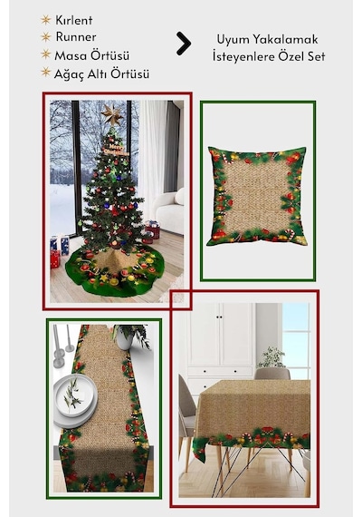 Tr Bej Yeniyıl Yılbaşı Christmas Noel Kırlent Kılıfı Krl1293 Diğer