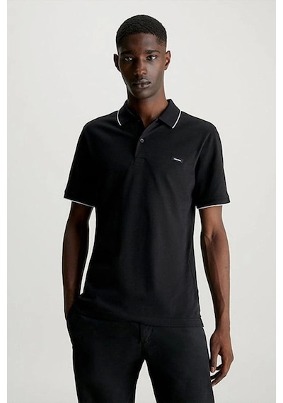 Calvin Klein Stretch Pıque Tıppıng Polo SIYAH Siyah