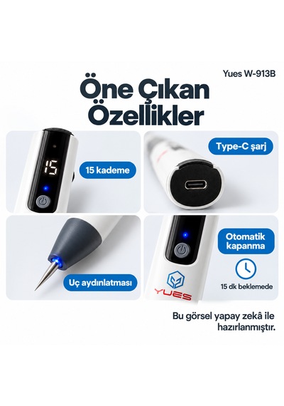 Yues W-913b Ben Alma Kalemi 15 Kademeli Type-c Şarjlı