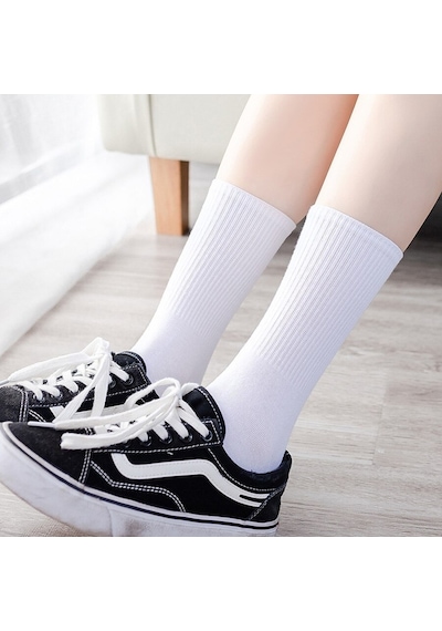 Bgk Unisex Kolej Düz Desensiz Çorap Beyaz 6 Adet Beyaz