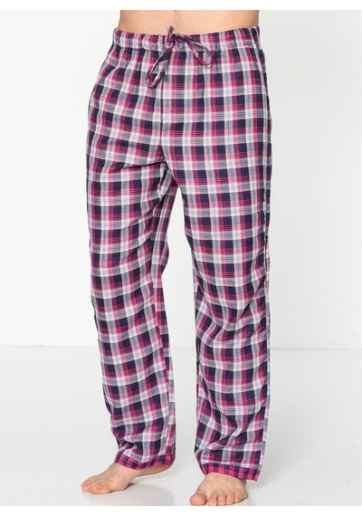 Herrmen Çift Taraflı Büyük Kareli Pembe Beyaz Pijama Pantolon