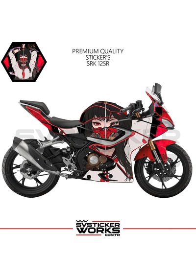 Rks Srk 125r Kaplama Sticker Katana Girl Motor Kaplama Modeli Hazır Kit Siyah