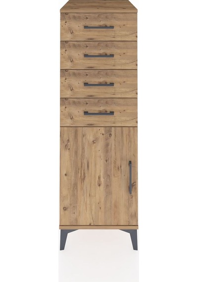 Kronos Dolap Tek Raflı 4 Çekmeceli Tek Kapaklı 44x59x134 Çam-çam Atlas Çam