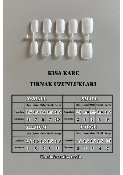 100 Adet Jel Tips Small Beden Kısa Kare Takma Tırnak Seti Small