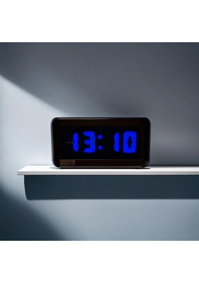 Dijital Led Duvar Ve Masa Saati Ve Derece - Mavi Kasa Ölçüleri: 7x17 Cm