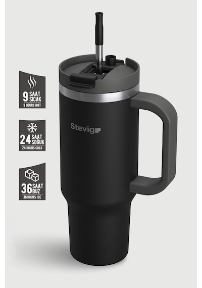 Stevig 2 Moods Tuck-in Tumbler Sızdırmaz Çelik Termos 900 Ml Black St-236 Siyah
