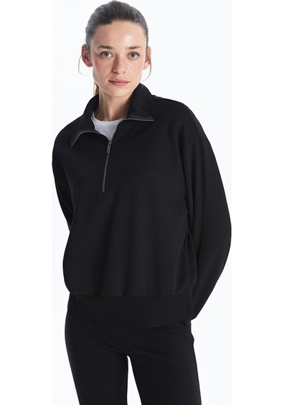 Lcwaıkıkı Classic Siyah Dik Yaka Oversize Kadın Sweatshirt