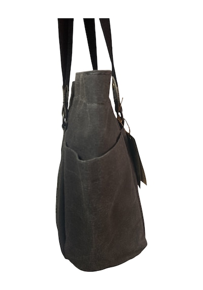 Vintage Salaş Design Su Geçirmez Kanvas Deri Günlük Okul Gezi Omuz Kol Çantası 35x28cm Siyah