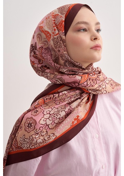 Carell Royal Bordo Vela Floş Şal Çok Renkli