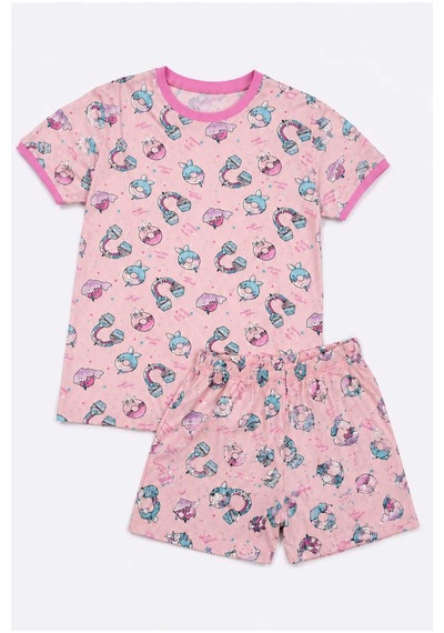 Tenra Kız Çocuk Pamuklu Şortlu Pijama Takımı 3-12 Yaş Mor