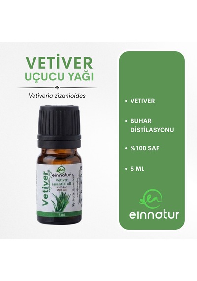Vetiver Uçucu Yağı, 5 Ml, %100 Saf, Vetiveria Zizanioides Essential Oil