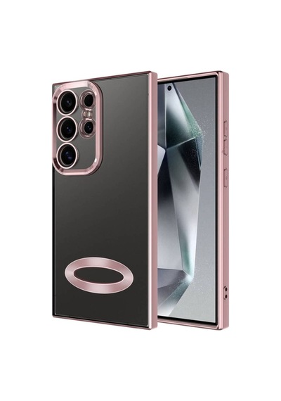 Galaxy S24 Ultra Kılıf Kamera Korumalı Logo Gösteren Zore Omega Kapak Rose Gold