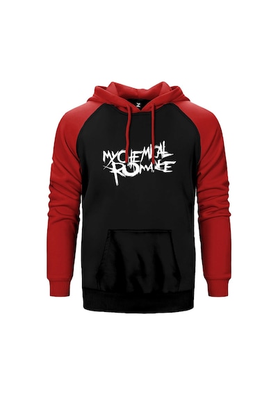 My Chemical Romance Logo Kırmızı Renk Reglan Kol Kapşonlu Sweatshirt Kırmızı