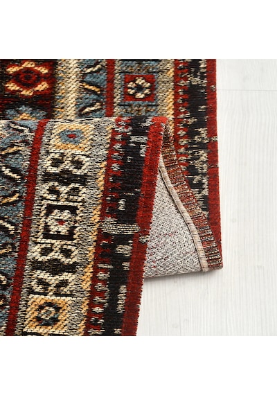Narhan Nostaljik Kırmızı Saçaklı Kilim Dokulu Robot Süpürgeye Uyumlu Oturma Odası Salon Halısı